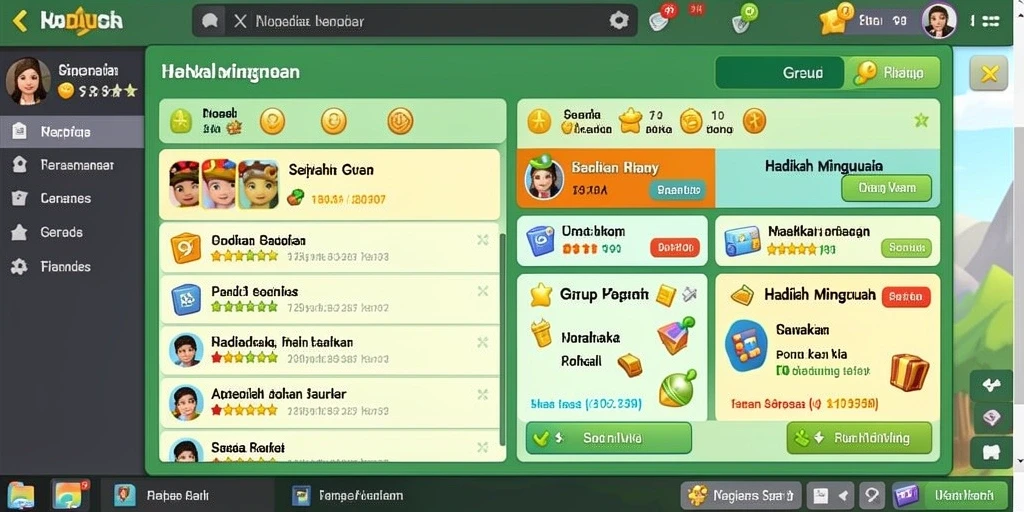 Screenshot menampilkan beragam permainan yang tersedia.